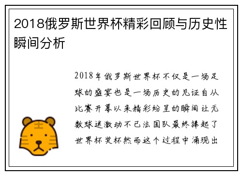 2018俄罗斯世界杯精彩回顾与历史性瞬间分析